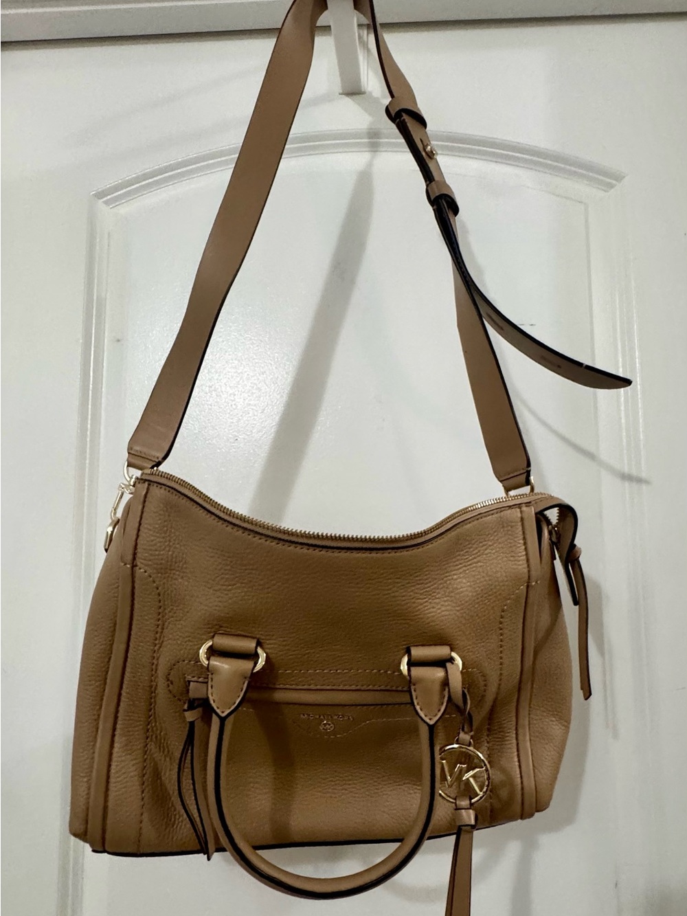 Michael Kors Brown Leather Shoulder Bag with Gold Hardware